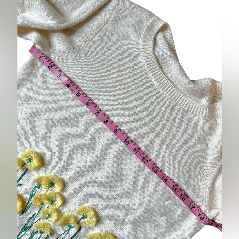 Talbots Ivory Yellow Floral Embroidered Sweater - Picture 8 of 11